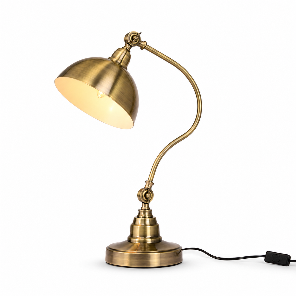 Luminária de Mesa Americana Ferro Forjado Bronze – Sala e Escritório
