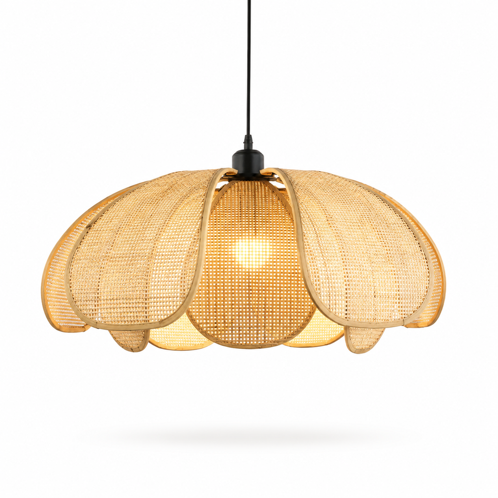 Lustre Wabi-Sabi em Bambu e Rattan 50cm E27 Tecido à Mão