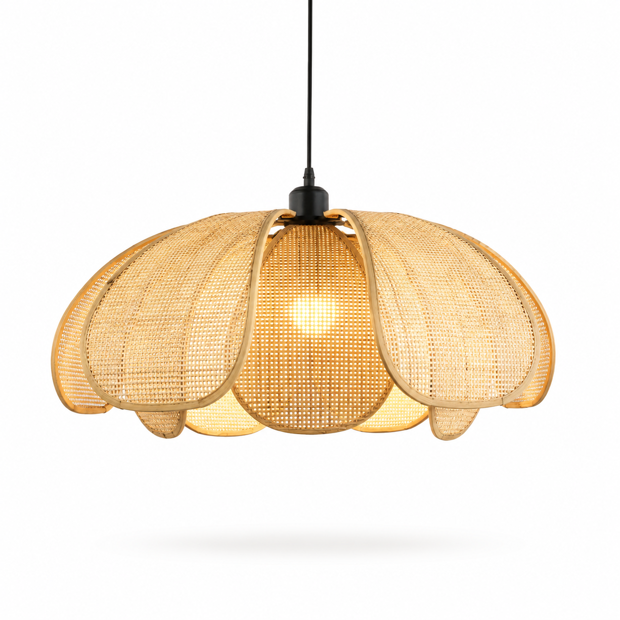 Lustre Wabi-Sabi em Bambu e Rattan 50cm E27 Tecido à Mão