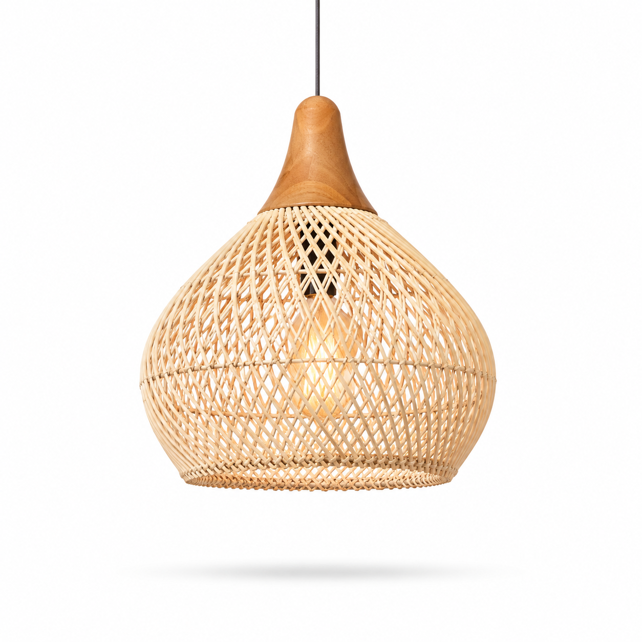 Pendente Eldiira - Rattan Natural - bancada gourmet boho natural
