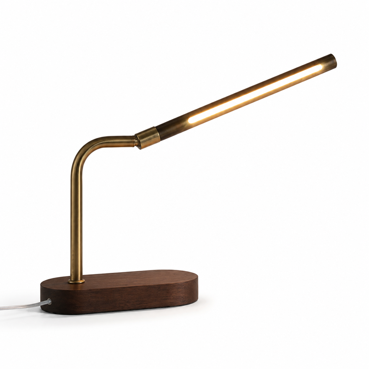 Luminária de Mesa COB Madeira USB com Ângulo Ajustável – Minimalista