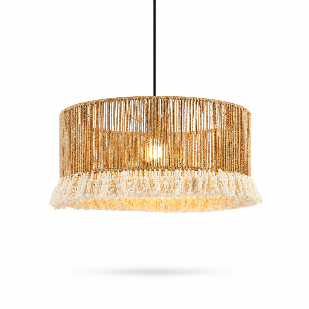 Lustre Artesanal em Corda de Juta com Franja