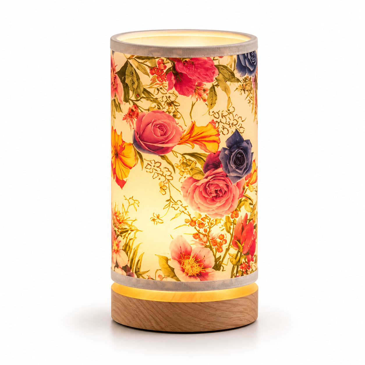 Luminária Madeira Rosa Abajur Tecido USB Cabeceira Criativa
