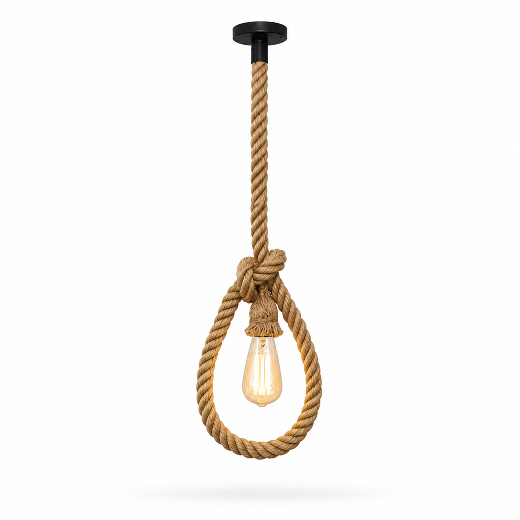 Pendente Industrial Vintage com Corda de Cânhamo E27