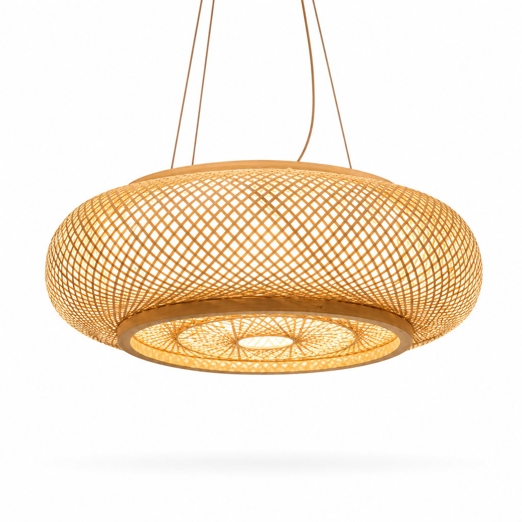 Lustre Artesanal em Bambu Trançado E27