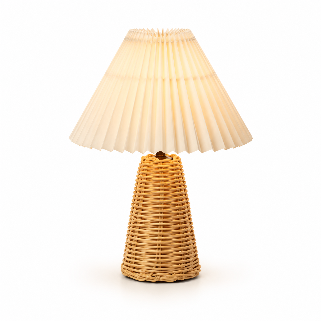Luminária Rattan Plissada Artesanal Vintage Cabeceira