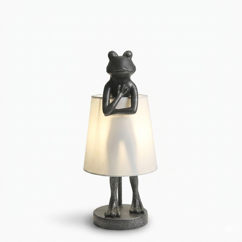 Luminária de Mesa Sapo LED Resina Retrô – Decorativa para Sala e Presente