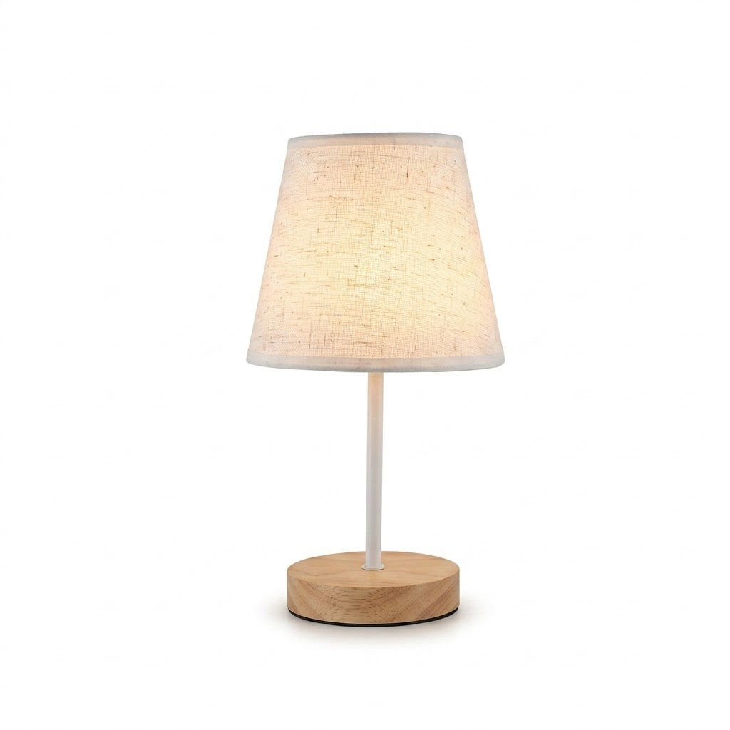 Luminaria de Mesa Avdie - Madeira Nogueira e Linho - cabeceira organico moderno
