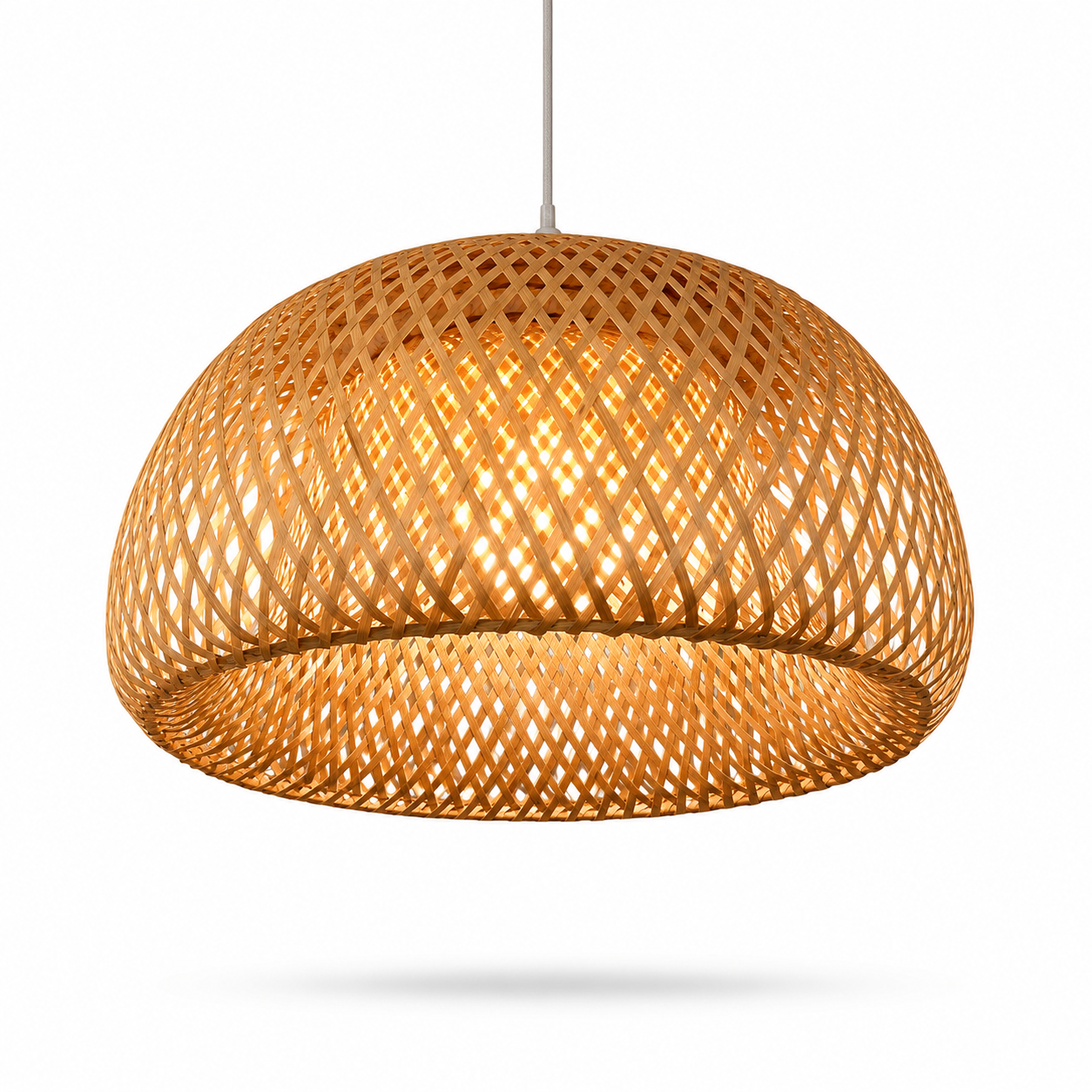 Lustre de Bambu Natural Trançado à Mão E27