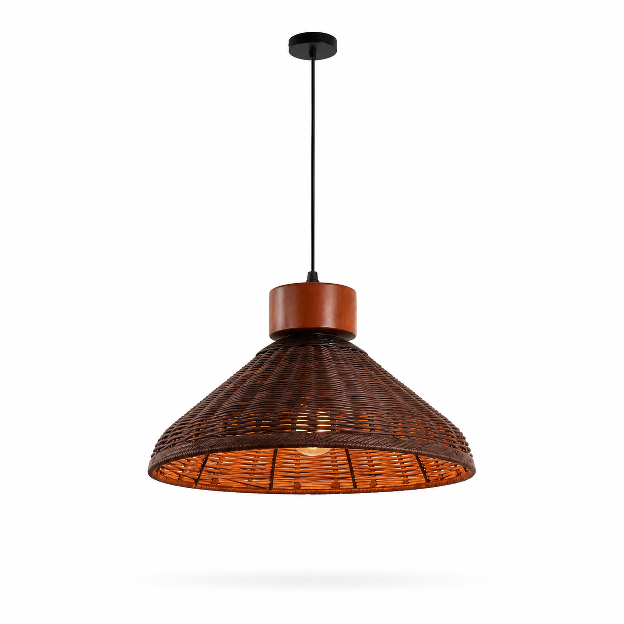 Lustre Artesanal Rattan Cúpula Retrô