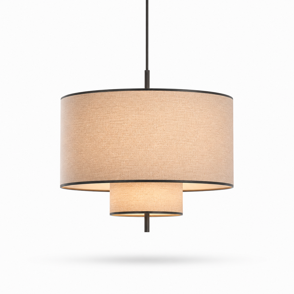 Lustre Vintage em Tecido Creme para Sala e Quarto — E27