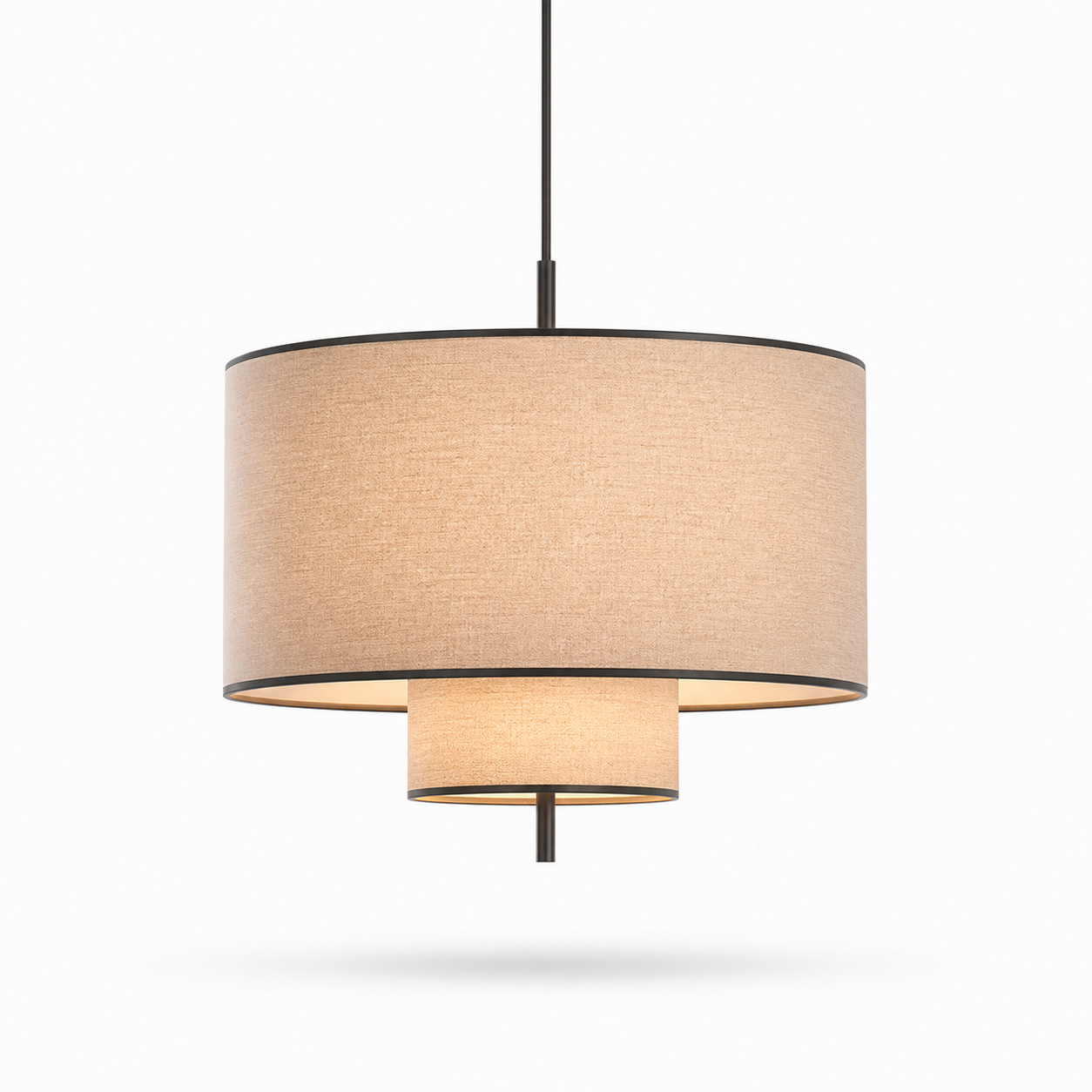 Lustre Vintage em Tecido Creme para Sala e Quarto — E27