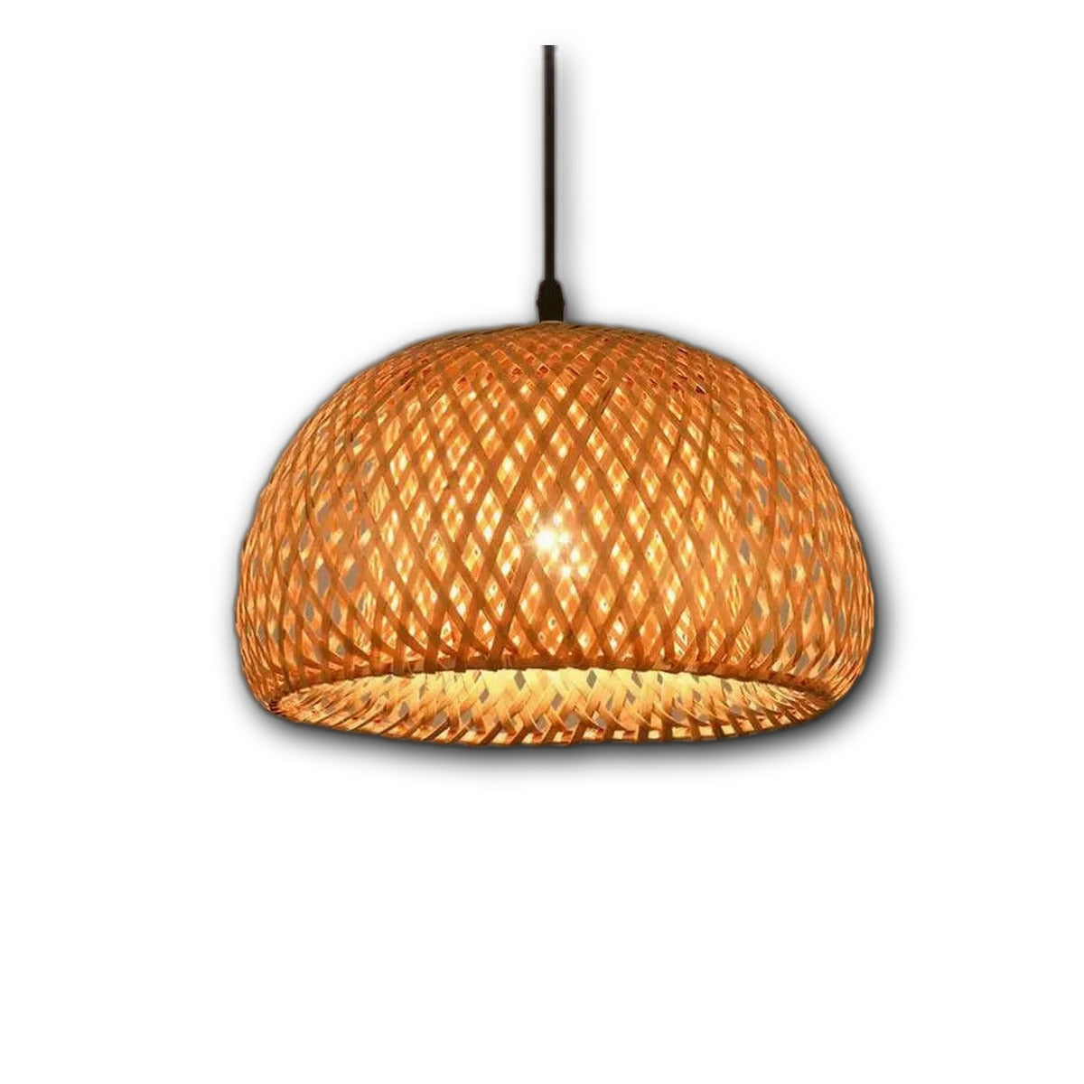 Lustre de Bambu Natural Trançado à Mão E27