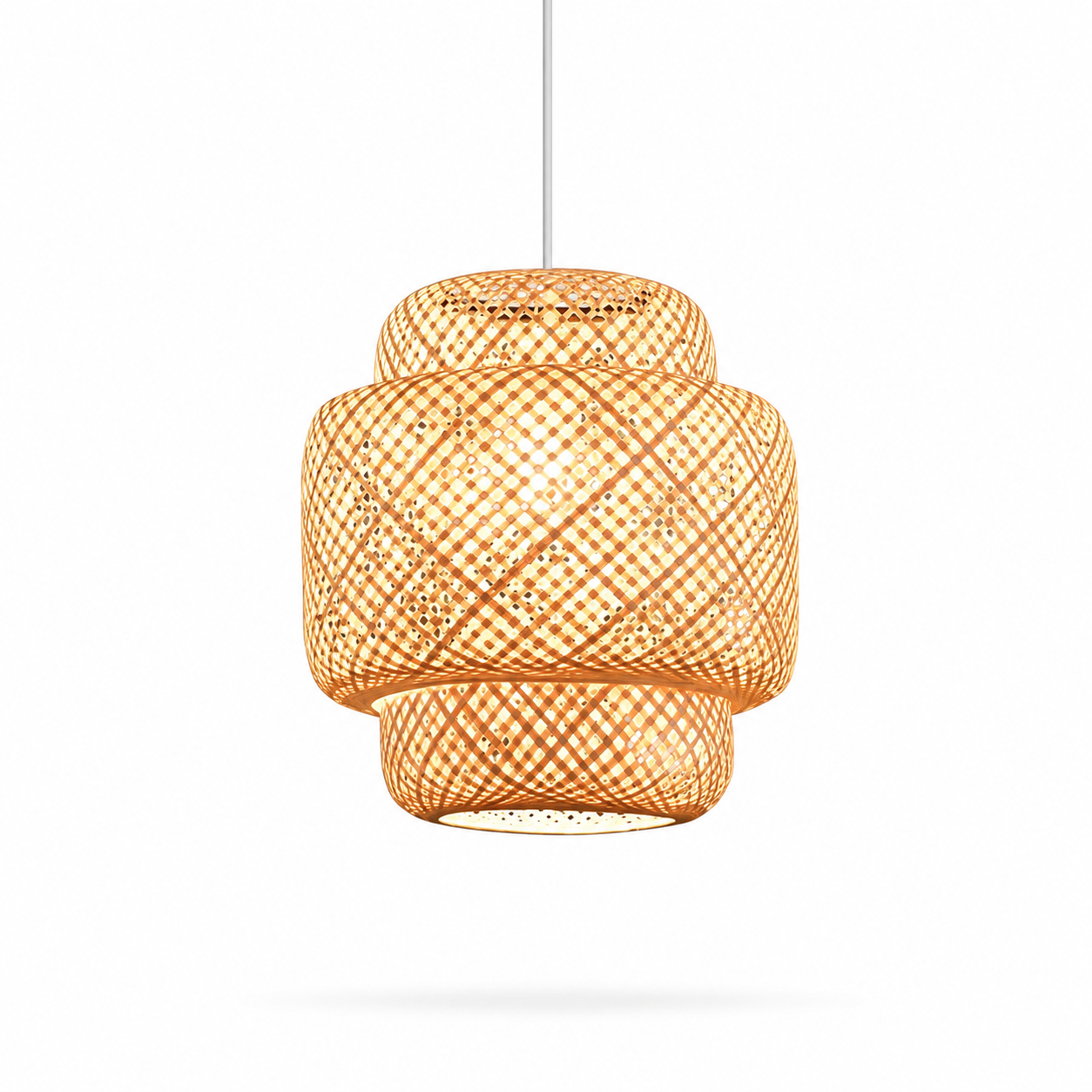 Pendente de Bambu Trançado em 3 Camadas 30cm