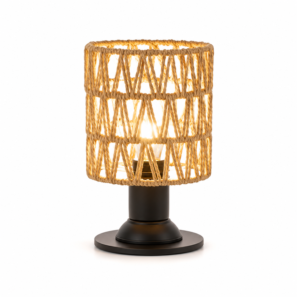 Luminaria de Mesa Avleara - Linho e Metal Escovado - escritorio boho natural