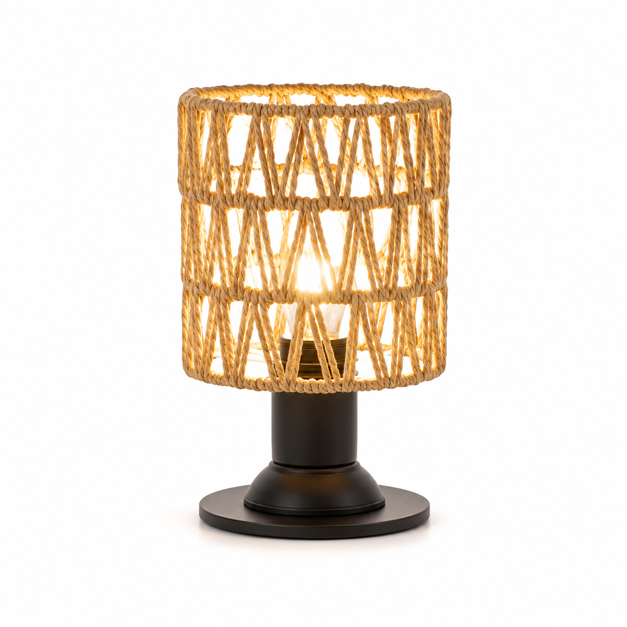 Luminaria de Mesa Avleara - Linho e Metal Escovado - escritorio boho natural