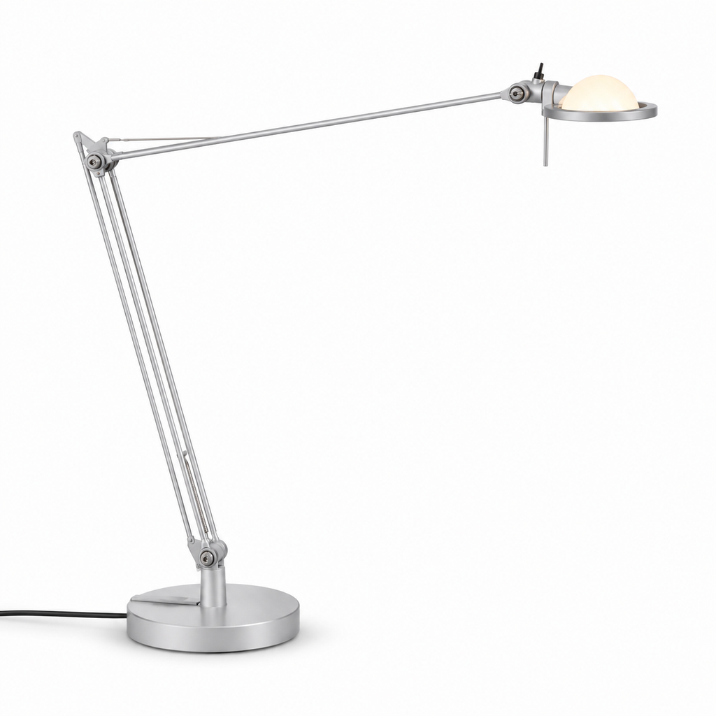 Luminária de Mesa Industrial Braço Articulado Vidro e Alumínio G4 LED