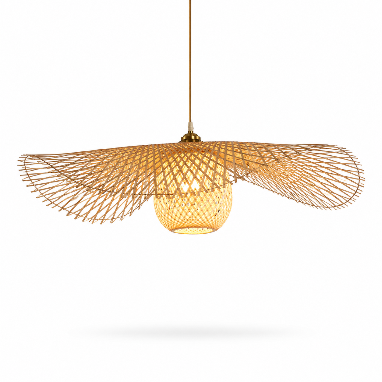 Lustre Boho de Bambu com Design de Folha para Restaurante e Café