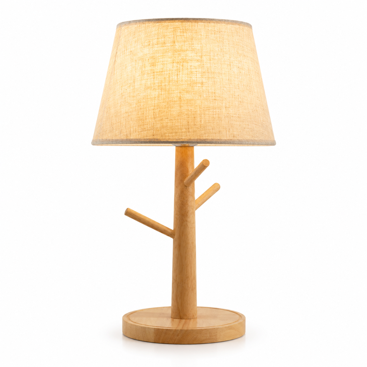 Luminaria de Mesa Avleia - Madeira Nogueira e Linho - home office organico moderno
