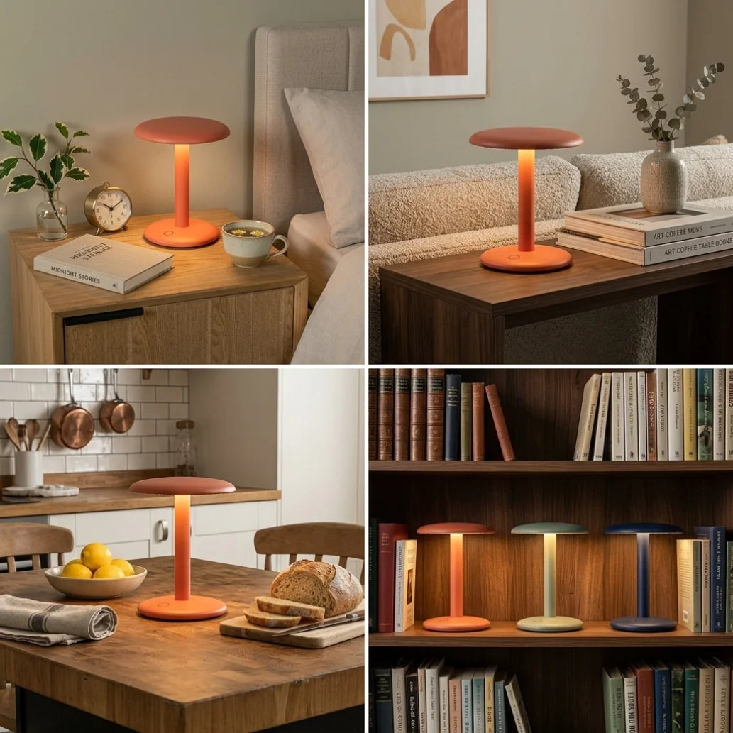 Luminária de Mesa Touch 3 Cores Recarregável Portátil