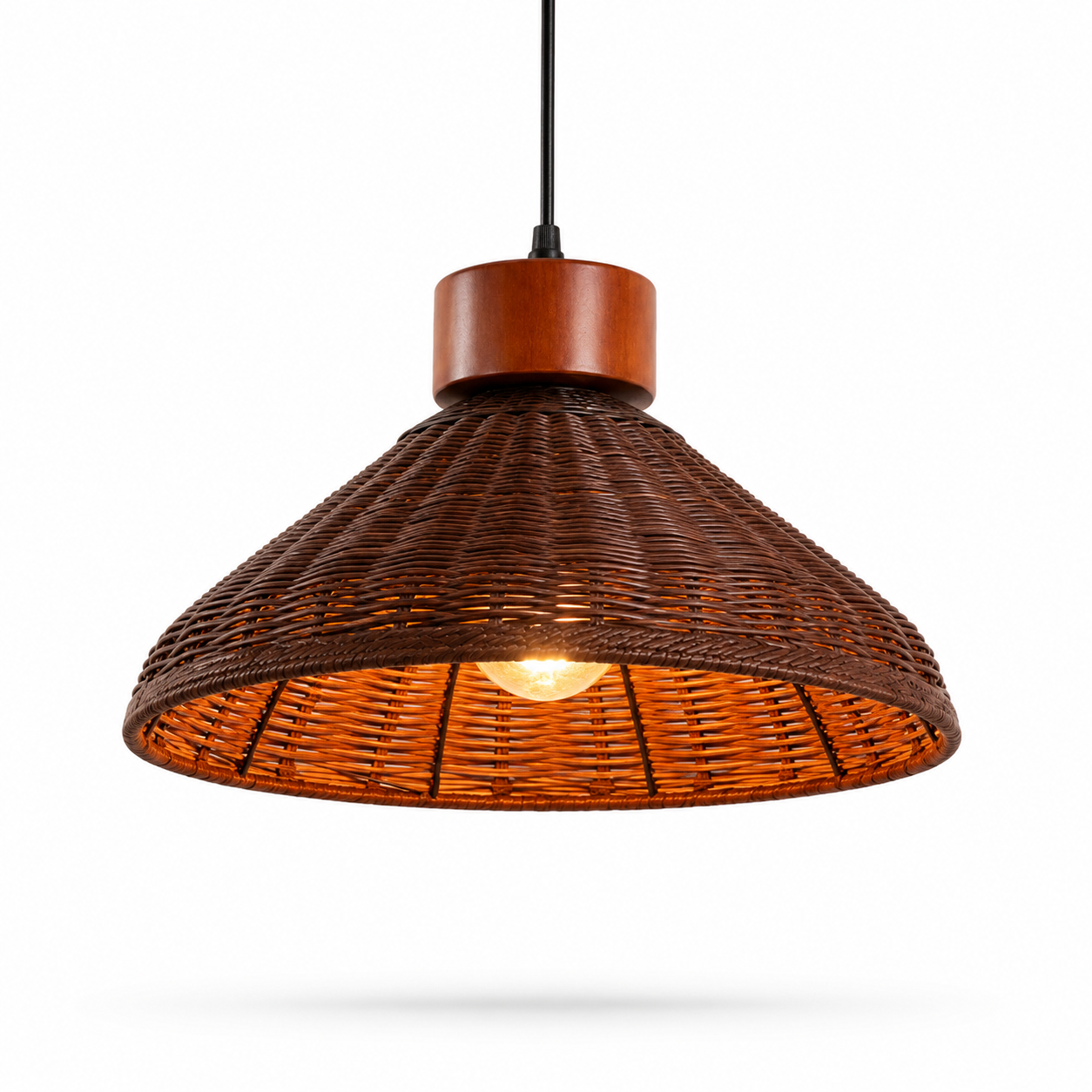 Lustre Artesanal Rattan Cúpula Retrô