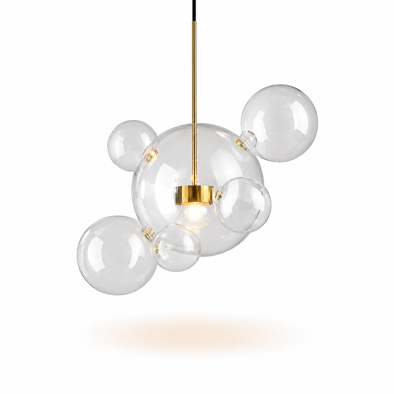 Lustre Pós-Moderno de Ferro e Vidro com Bolhas Múltiplas