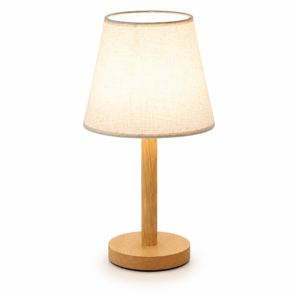 Luminaria de Mesa Avtaara - Madeira Nogueira e Linho - escritorio organico moderno