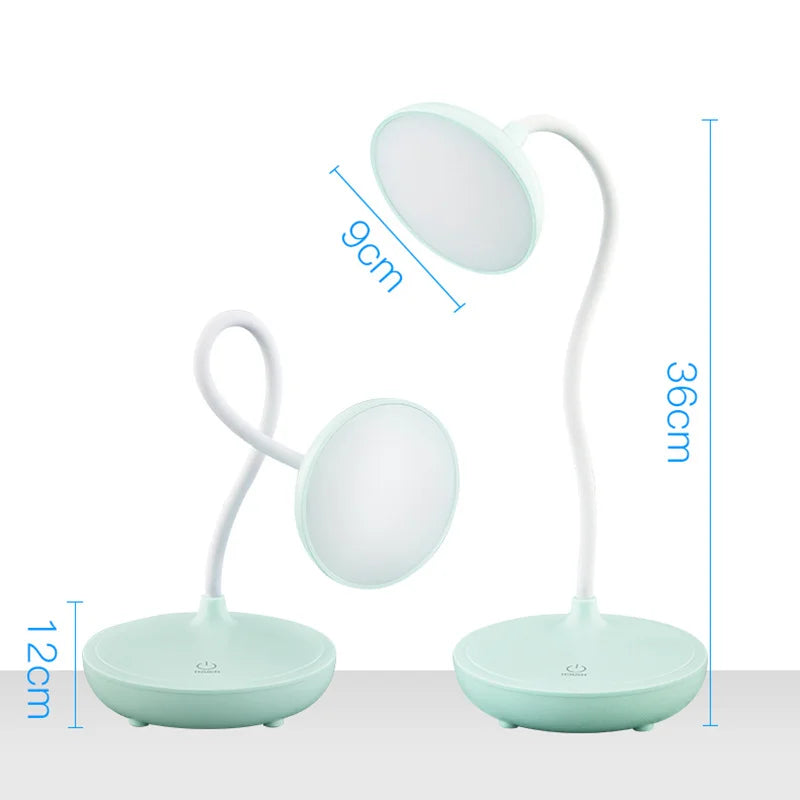Luminária de Mesa LED Recarregável USB Touch com Dimmer – Para Estudar