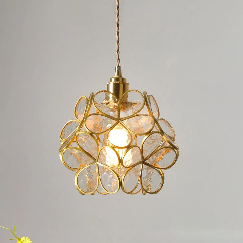 Pendente Floral de Vidro Luxuoso LED