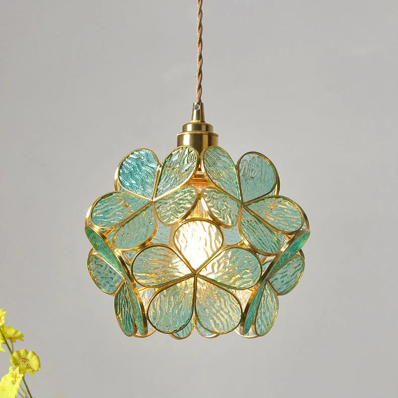 Pendente Floral de Vidro Luxuoso LED