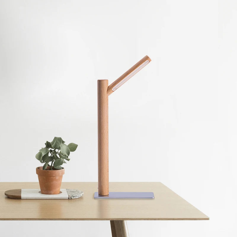 Luminária de Mesa Galhos de Madeira LED 360° – Proteção Ocular Decoração
