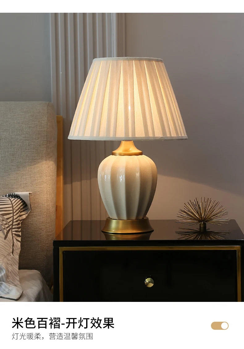 Abajur Cerâmica Quarto Sala Estilo Chinês Europeu LED