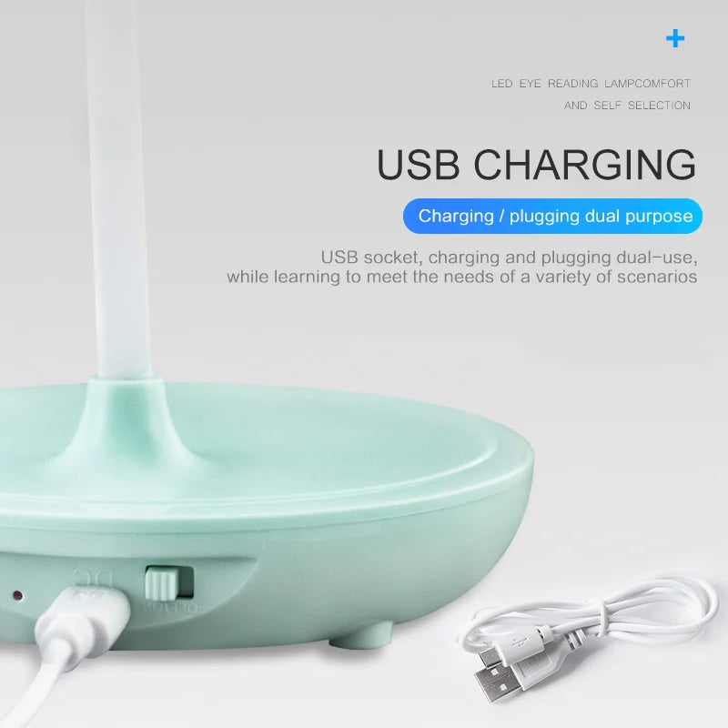 Luminária de Mesa LED Recarregável USB Touch com Dimmer – Para Estudar