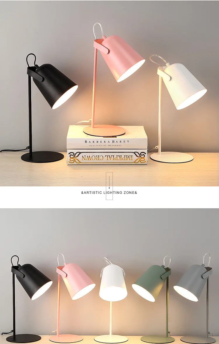 Luminária de Mesa LED Nórdica Preta para Estudo – Dormítorio e Home Office