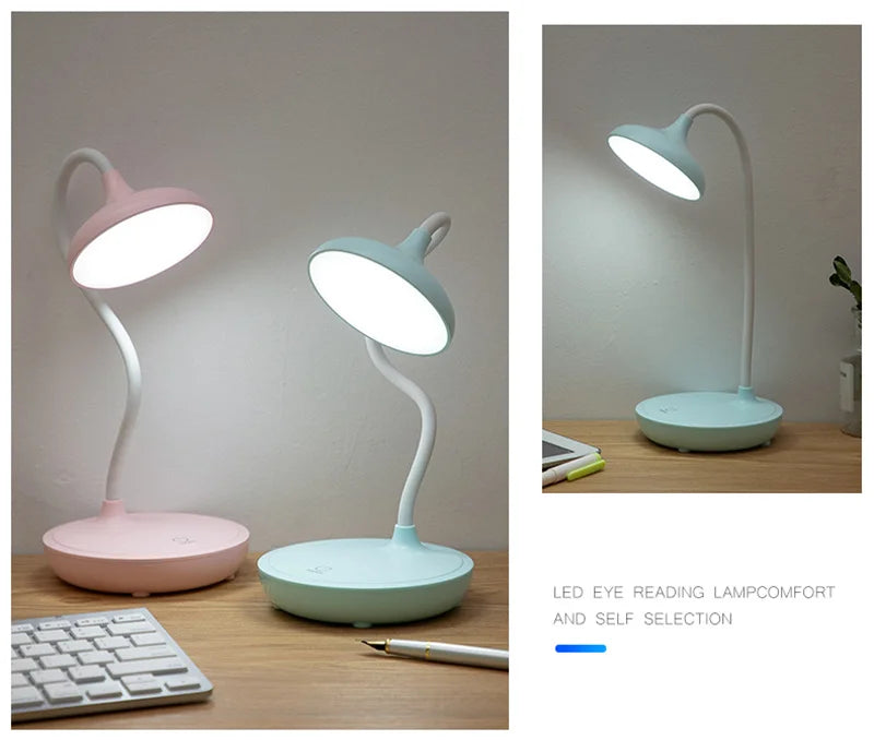 Luminária de Mesa LED Recarregável USB Touch com Dimmer – Para Estudar