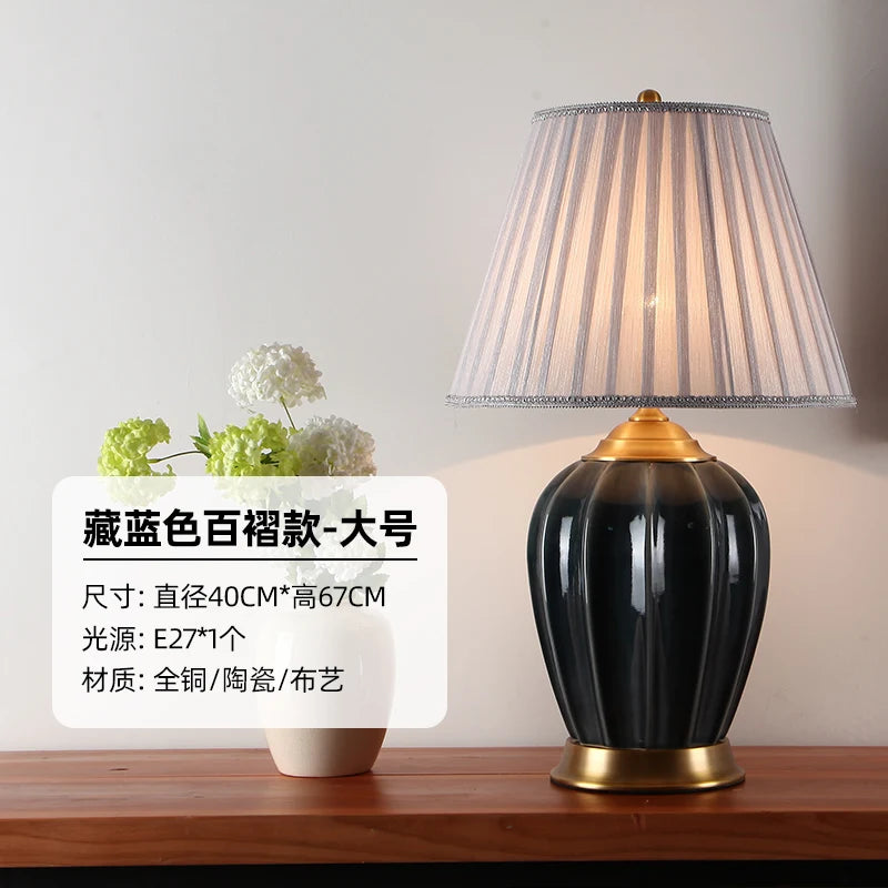 Abajur Cerâmica Quarto Sala Estilo Chinês Europeu LED