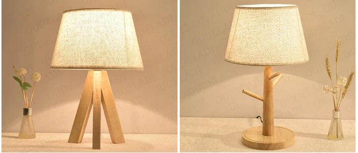 Luminaria de Mesa Avleia - Madeira Nogueira e Linho - home office organico moderno