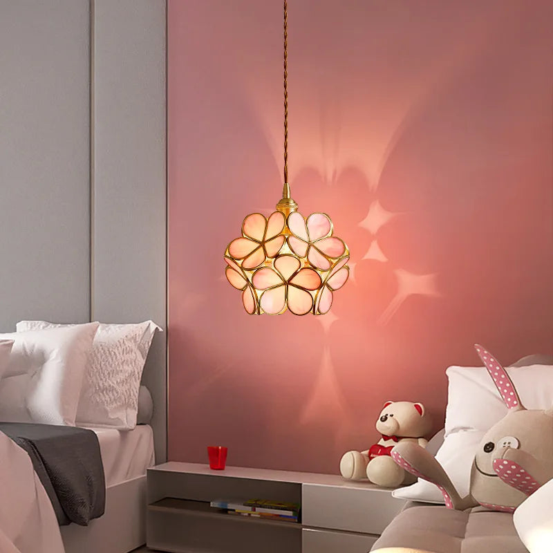 Pendente Floral de Vidro Luxuoso LED