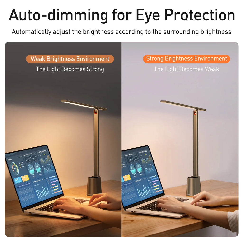 Luminária de Mesa LED Dobrável Brilho Adaptativo e Proteção Ocular