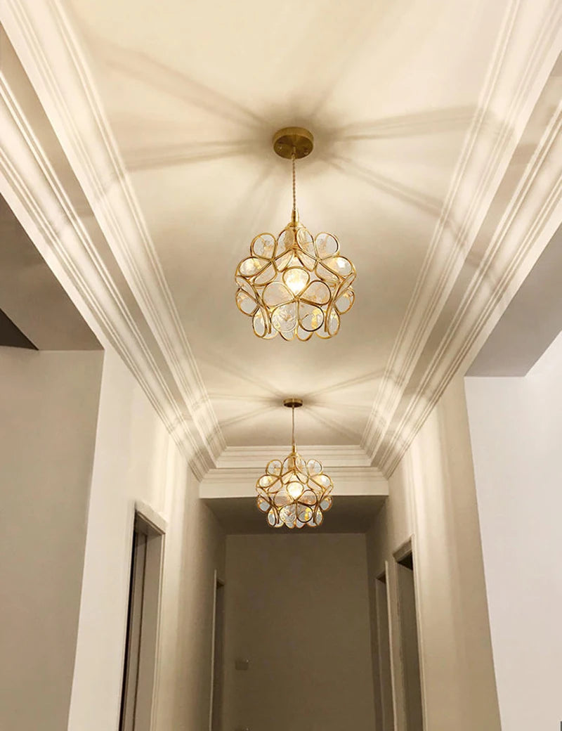 Pendente Floral de Vidro Luxuoso LED