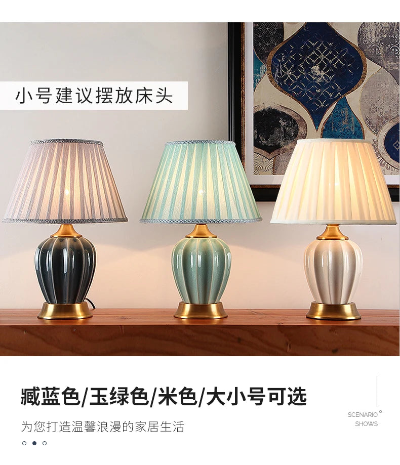 Abajur Cerâmica Quarto Sala Estilo Chinês Europeu LED