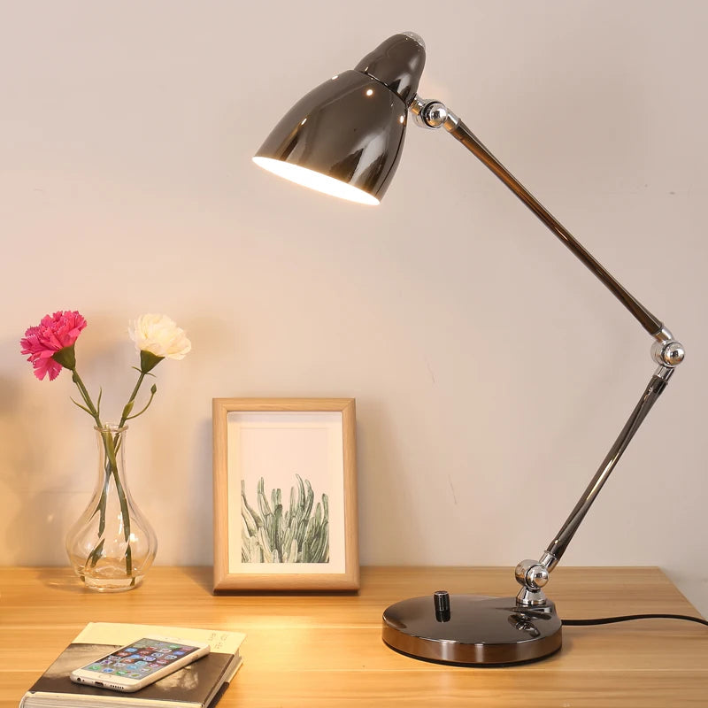 Luminária de Mesa Clássica Braço Longo Ajustável E27 – Com Interruptor