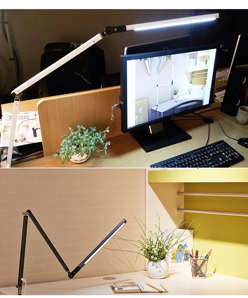 Luminária de Mesa 8W Braço Articulado com Dimmer LED – Proteção Ocular