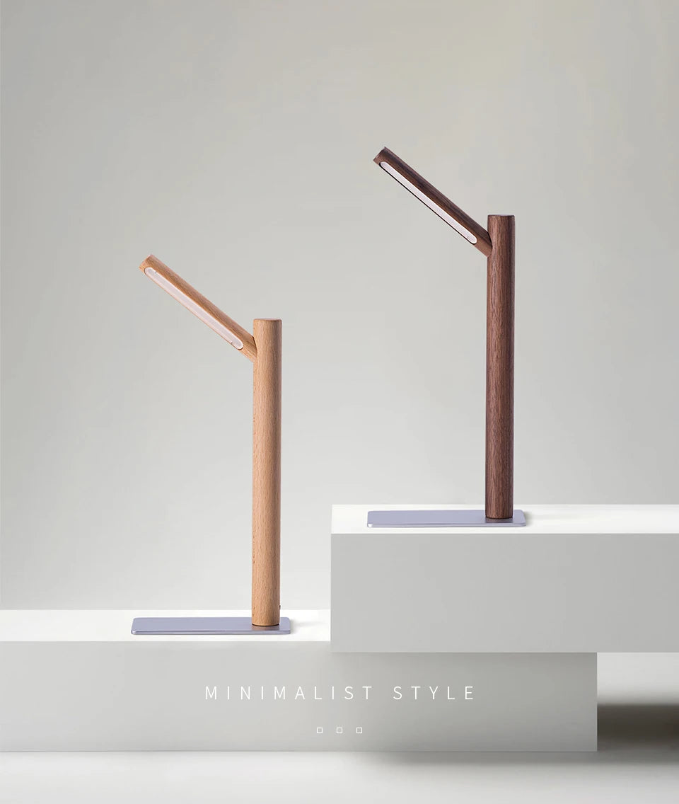 Luminária de Mesa Galhos de Madeira LED 360° – Proteção Ocular Decoração