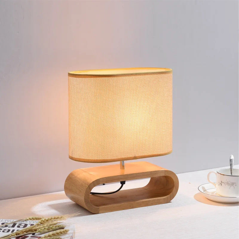 Luminária Madeira Nórdica LED Linho Japonesa Hotel Quarto
