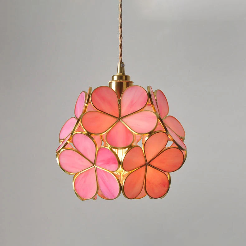 Pendente Floral de Vidro Luxuoso LED