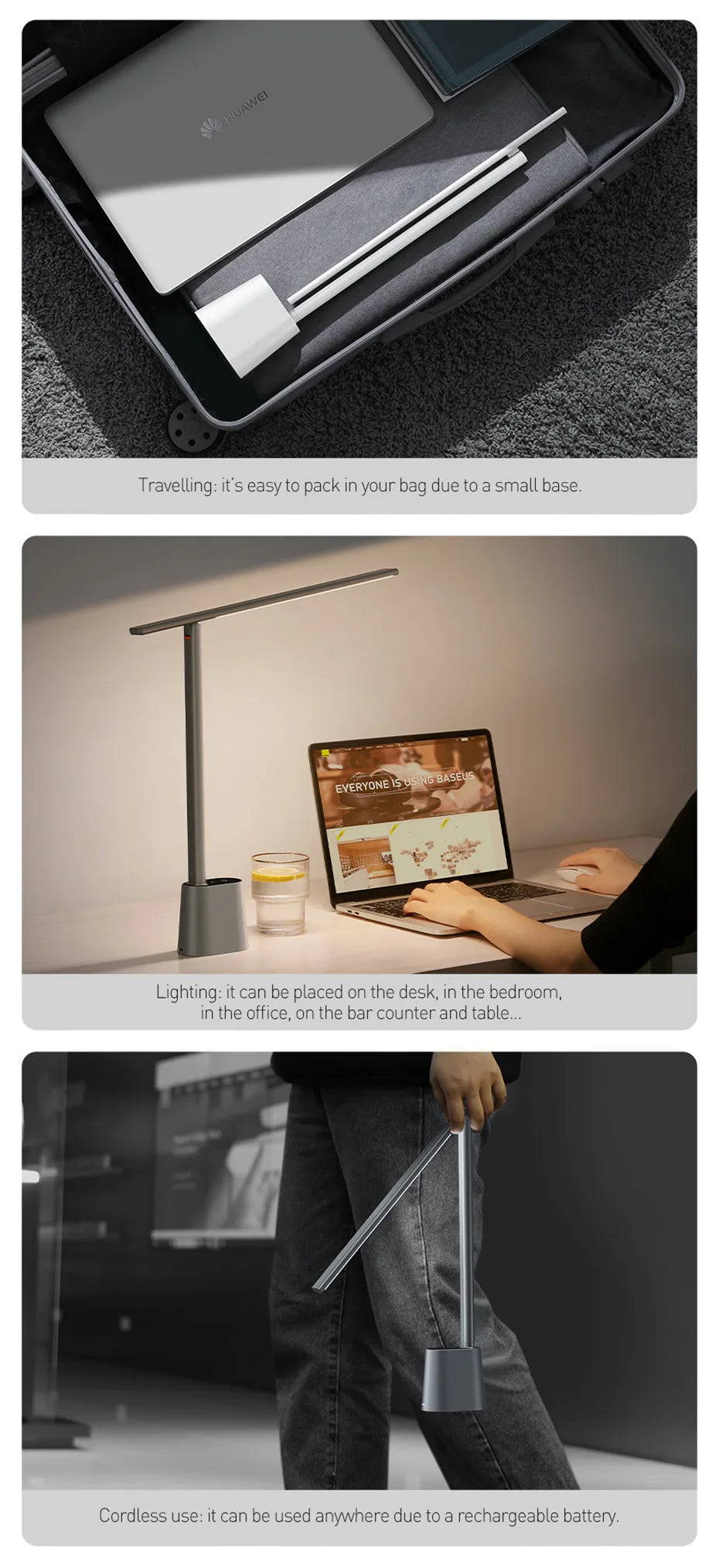 Luminária de Mesa LED Dobrável Brilho Adaptativo e Proteção Ocular