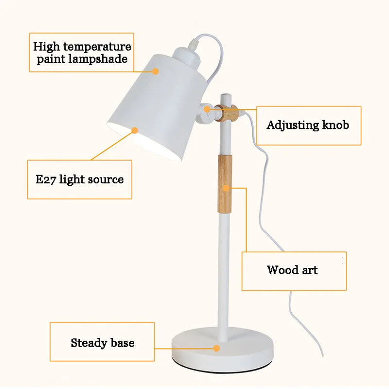 Luminária de Mesa LED Regulável E27 – Estudo, Escritório e Quarto