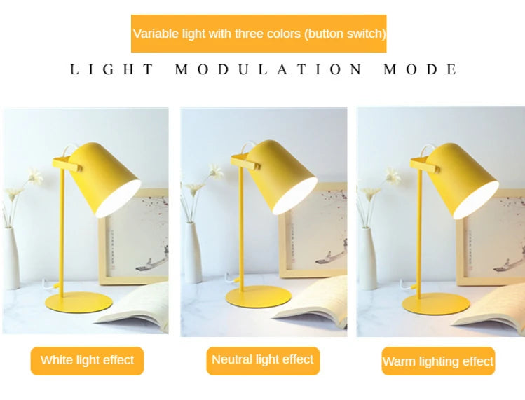 Luminária de Mesa LED Nórdica Preta para Estudo – Dormítorio e Home Office