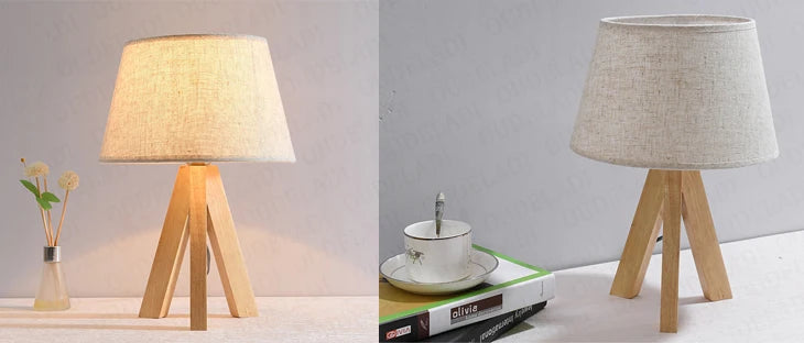Luminaria de Mesa Avleia - Madeira Nogueira e Linho - home office organico moderno